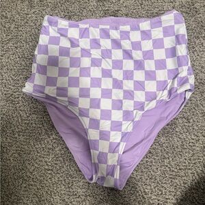 Coral Reef Checkered Purple and White Swim Bottom